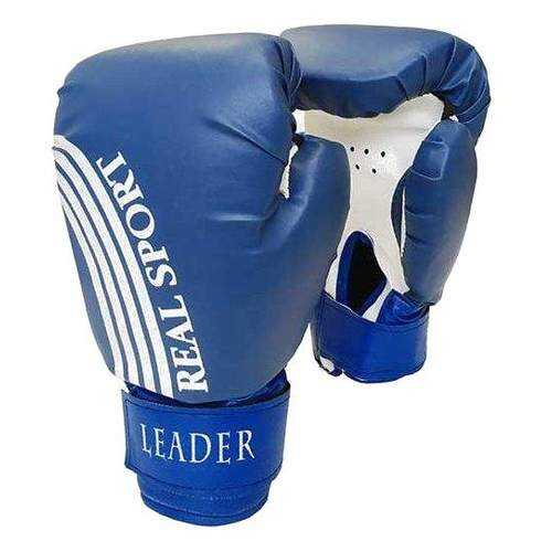 Боксерские перчатки RealSport Leader синие 6 унций в Спортмастер