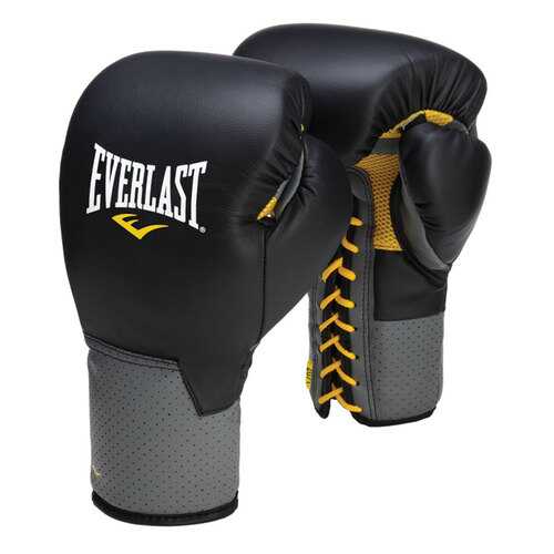 Боксерские перчатки тренировочные Everlast Pro Leather Laced черные 16 унций в Спортмастер