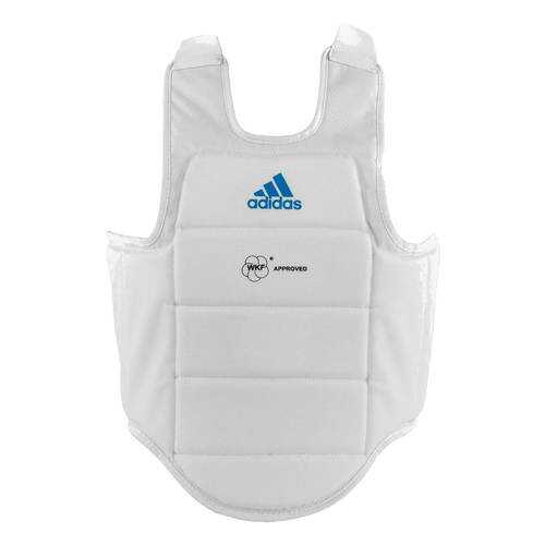 Защита корпуса Adidas Chest Guard WKF белая с голубым логотипом S в Спортмастер
