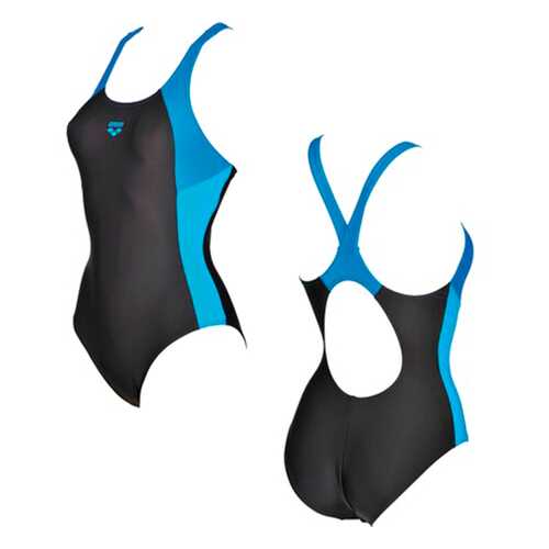 Купальник Arena Ren One Piece, black/pix blue/turquoise, 38 RU в Спортмастер