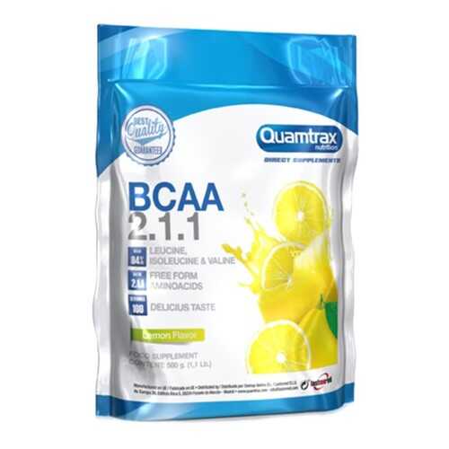 Quamtrax Nutrition Аминокислоты Quamtrax BCAA 2:1:1 Powder, 500 г, вкус: лимон в Спортмастер