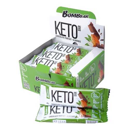Батончик Bombbar Keto Bar 12 40 г, 12 шт., шоколадное парфе с миндалем в Спортмастер