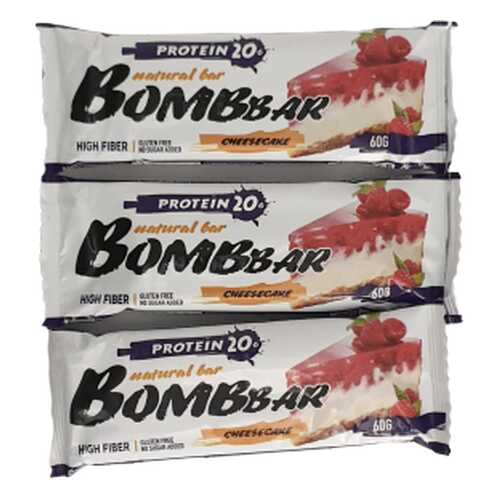 Батончик Bombbar Protein 3 60 г, 3 шт., малиновый чизкейк в Спортмастер