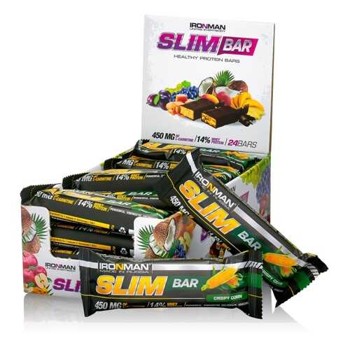 Батончик IRONMAN Slim Bar с L-карнитином, 50 г Кукуруза/белая глазурь, 24 шт. в Спортмастер
