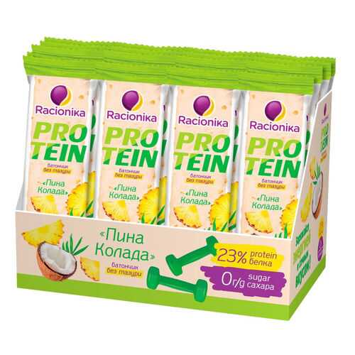 Батончик Racionika Protein 24 45 г, 24 шт., пина колада в Спортмастер