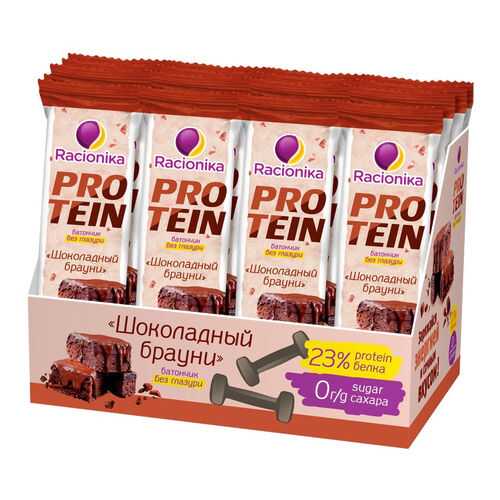 Батончик Racionika Protein 24 45 г, 24 шт., шоколадный брауни в Спортмастер