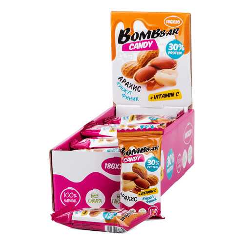 BOMBBAR Конфеты Bombbar Candy 18 г, 20 шт, вкус: арахис, кунжут, финик в Спортмастер