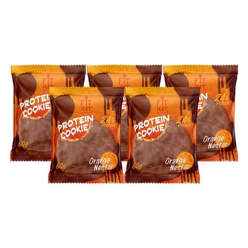 Печенье Fit Kit Chocolate Protein Cookie 5 50 г, 5 шт., апельсиновый нектар в Спортмастер