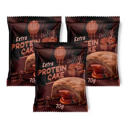 Печенье Fit Kit Extra Protein Cake 70 г, 3 шт., тройной шоколад в Спортмастер