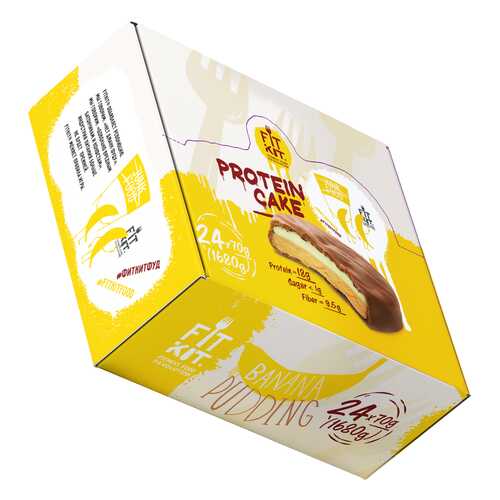 Печенье Fit Kit Protein Cake 24 70 г, 24 шт., банановый пудинг в Спортмастер