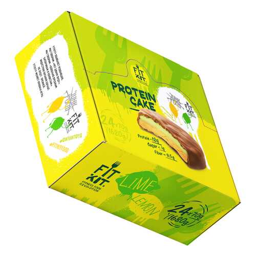 Печенье Fit Kit Protein Cake 24 70 г, 24 шт., лимон/лайм в Спортмастер