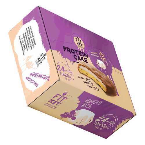 Печенье Fit Kit Protein Cake 24 70 г, 24 шт., ромовая баба в Спортмастер