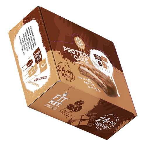 Печенье Fit Kit Protein Cake 24 70 г, 24 шт., шоколад/кофе в Спортмастер