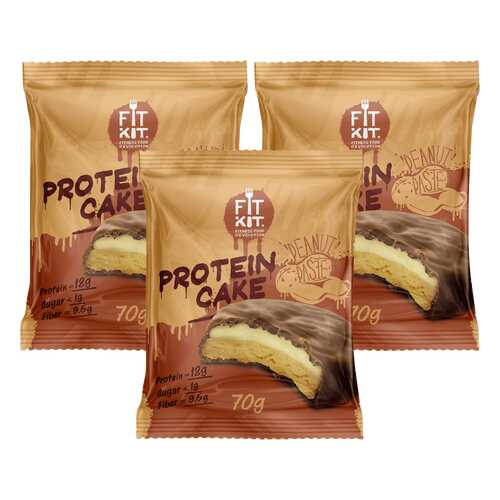 Печенье Fit Kit Protein Cake 3 70 г, 3 шт., арахисовая паста в Спортмастер