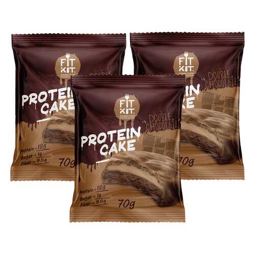 Печенье Fit Kit Protein Cake 3 70 г, 3 шт., двойной шоколад в Спортмастер