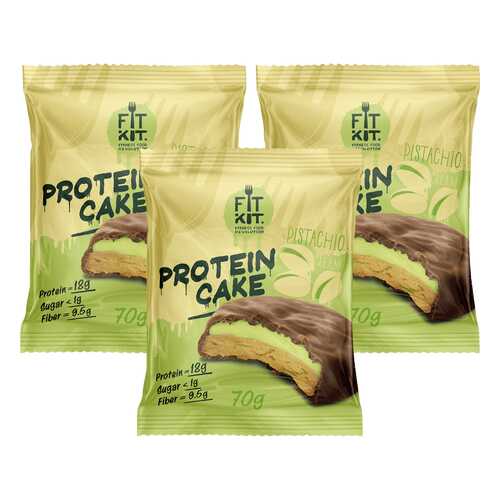 Печенье Fit Kit Protein Cake 3 70 г, 3 шт., фисташковый крем в Спортмастер