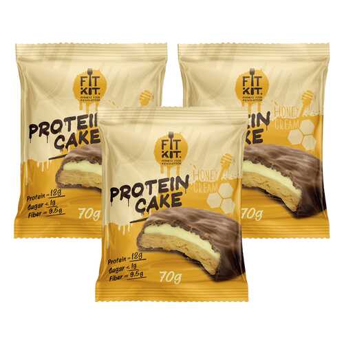Печенье Fit Kit Protein Cake 3 70 г, 3 шт., медовый крем в Спортмастер