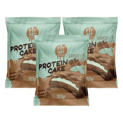 Печенье Fit Kit Protein Cake 3 70 г, 3 шт., шоколад/мята в Спортмастер