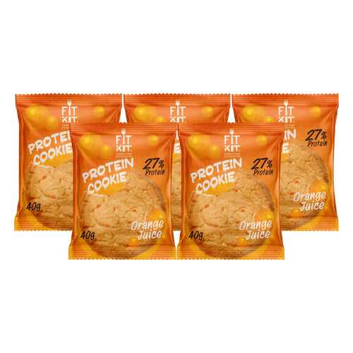 Печенье Fit Kit Protein Cookie 5 40 г, 5 шт., апельсиновый сок в Спортмастер
