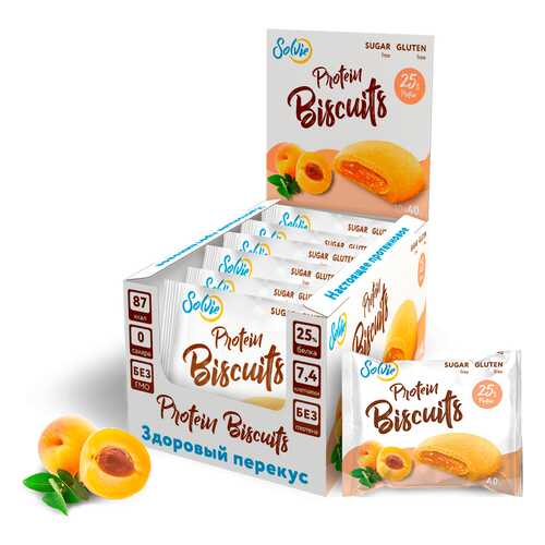 Печенье Solvie Protein Biscuits 10 40 г, 10 шт., абрикос в Спортмастер
