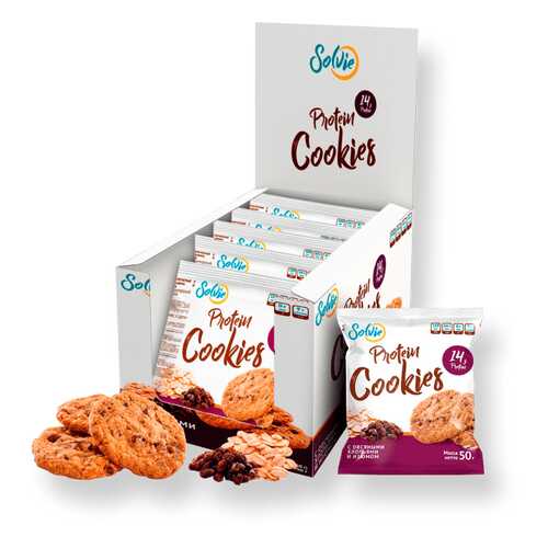 Печенье Solvie Protein Cookies 10 50 г, 10 шт., овсяные хлопья и изюмом в Спортмастер