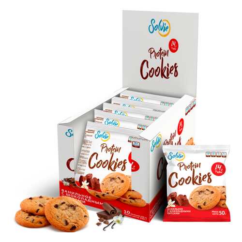 Печенье Solvie Protein Cookies 10 50 г, 10 шт., ванильное с шоколадными чипсами в Спортмастер