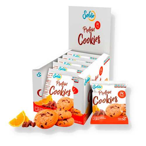 Solvie Протеиновое печенье Solvie 50 г, 10 шт, вкус: апельсиновое с шоколадными чипсами в Спортмастер