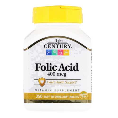 Фолиевая кислота 21st Century Folic Acid 400 mcg 250 таблеток в Спортмастер