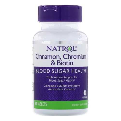 Natrol Витаминно-минеральный комплекс Natrol Cinnamon, Chromium & Biotin, 60 таб в Спортмастер