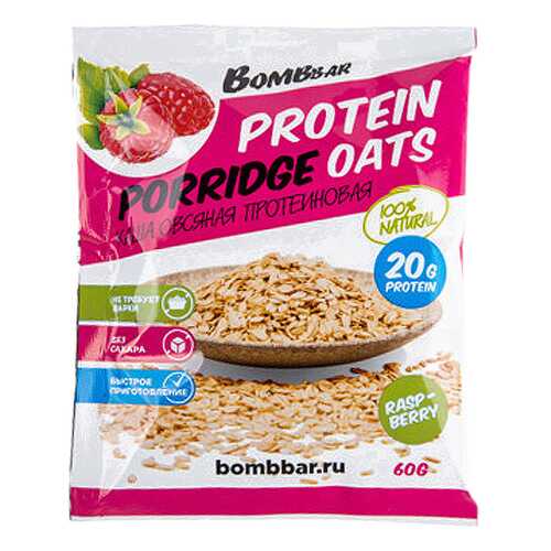 BOMBBAR Каша Protein Porridge Oats 60 г, 15 шт, вкус: малина в Спортмастер