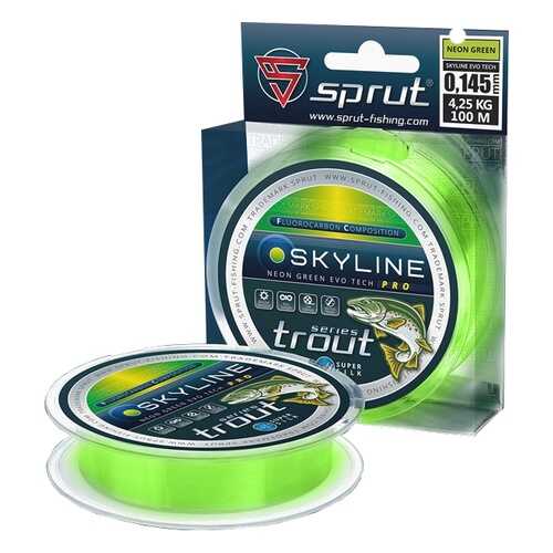 Леска монофильная Sprut Skyline Evo Tech Pro Neon Green 100 м, 0,145 мм, 4,25 кг в Спортмастер