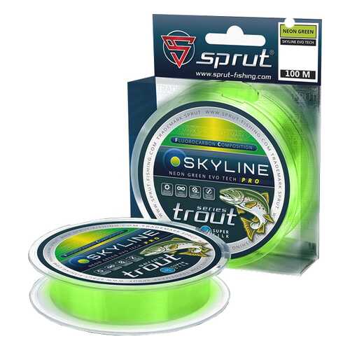 Леска монофильная Sprut Skyline Evo Tech Pro Neon Green 100 м, 0,255 мм, 7,25 кг в Спортмастер