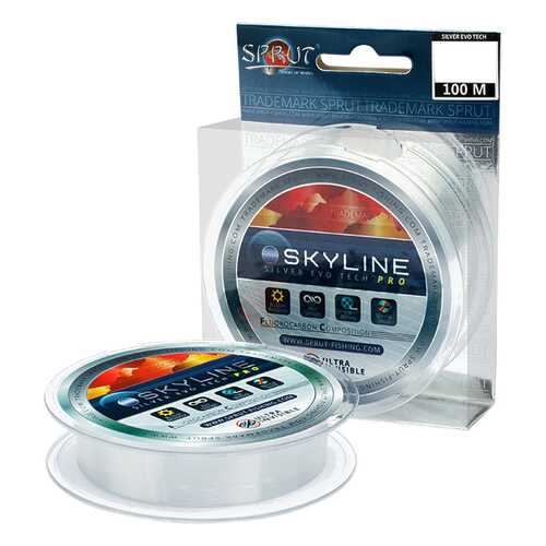 Леска монофильная Sprut Skyline Evo Tech Pro Silver 100 м, 0,165 мм, 4,75 кг в Спортмастер