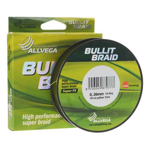 Леска плетеная Allvega Bullit Braid 0,26 мм, 135 м, 18,6 кг в Спортмастер