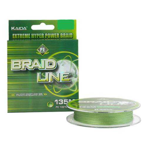 Шнур плетеный KAIDA BRAID LINE зеленый 0.20 мм 13.6 кг 135 метров в Спортмастер