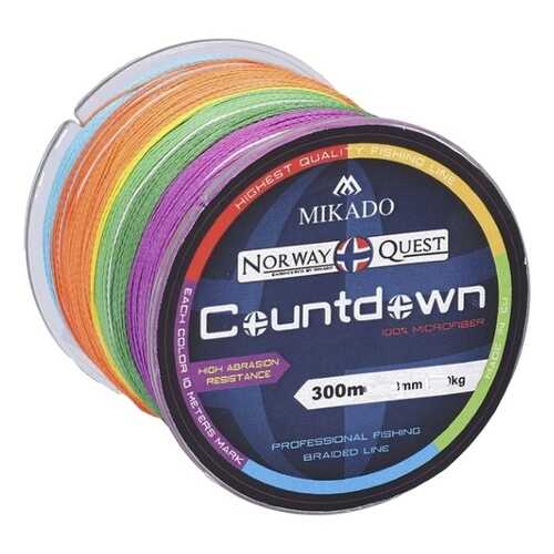 Шнур плетеный Mikado Norway Quest Countdown Multicolor 0,2 мм, 300 м, 16,8 кг в Спортмастер