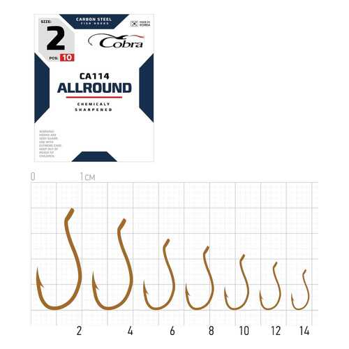 Рыболовные крючки Cobra Allround CA114 №6/0, 4 шт. в Спортмастер