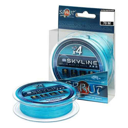 Леска плетеная Sprut Skyline Ice Braid Pro x4 Crystal Blue 70 м, 0,10 мм, 8,15 кг в Спортмастер