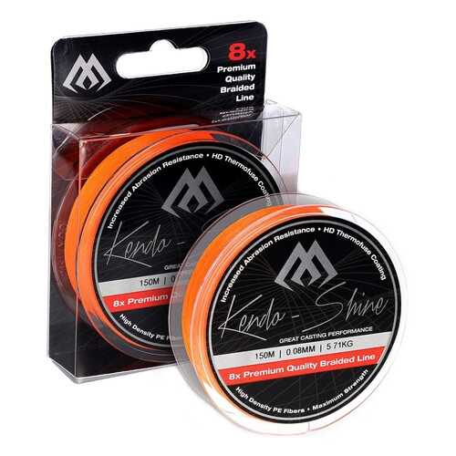Шнур плетеный Mikado Kendo Shine 8-x HDPE 0,2 мм, 150 м, 19,86 кг orange в Спортмастер