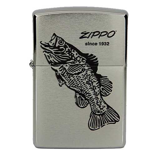 Зажигалка Zippo №200 Black Bass Brushed Chrome в Спортмастер