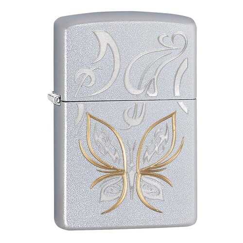 Зажигалка Zippo Golden Butterfly Satin Chrome в Спортмастер