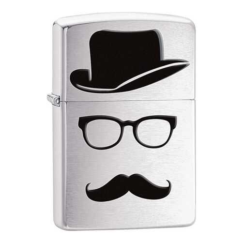 Зажигалка Zippo Moustache and Hat Brushed Chrome в Спортмастер