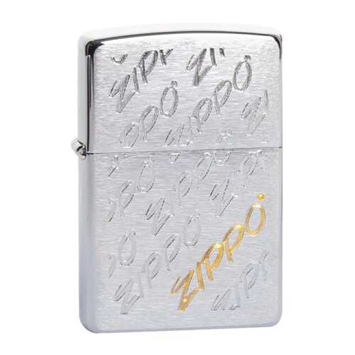 Зажигалка Zippo Repeating Logo Brushed Chrome в Спортмастер