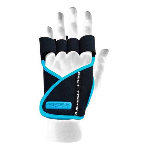 Перчатки для тяжелой атлетики и фитнеса Chiba Lady Motivation Glove, черные/голубые, S в Спортмастер