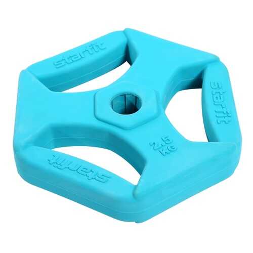 Starfit Диск обрезиненный с хватами BB-205 2,5 кг, d=26 мм, без стальной втулки, бирюзовый в Спортмастер